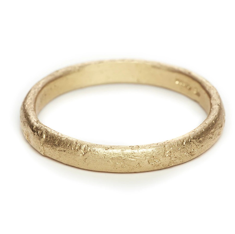 Rings Tomfoolery London | Raw Gold Textured Wedding Band