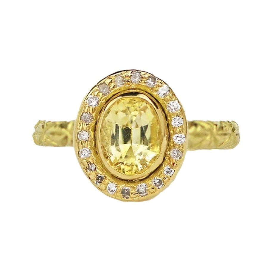 Rings Tomfoolery London | Yellow Sapphire Halo Ring