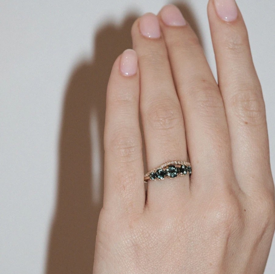 Rings Tomfoolery London | Signature Green Sapphire 5 Stone Ring