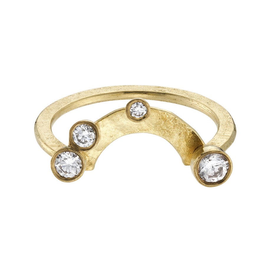 Rings Tomfoolery London | Diamond & Yellow Gold Halo Ring