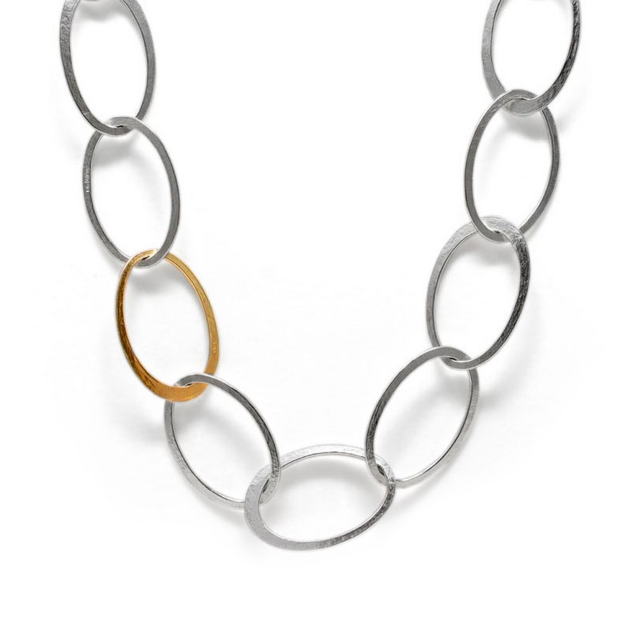 Necklaces Tomfoolery London | Halo Silver Necklace With Gold