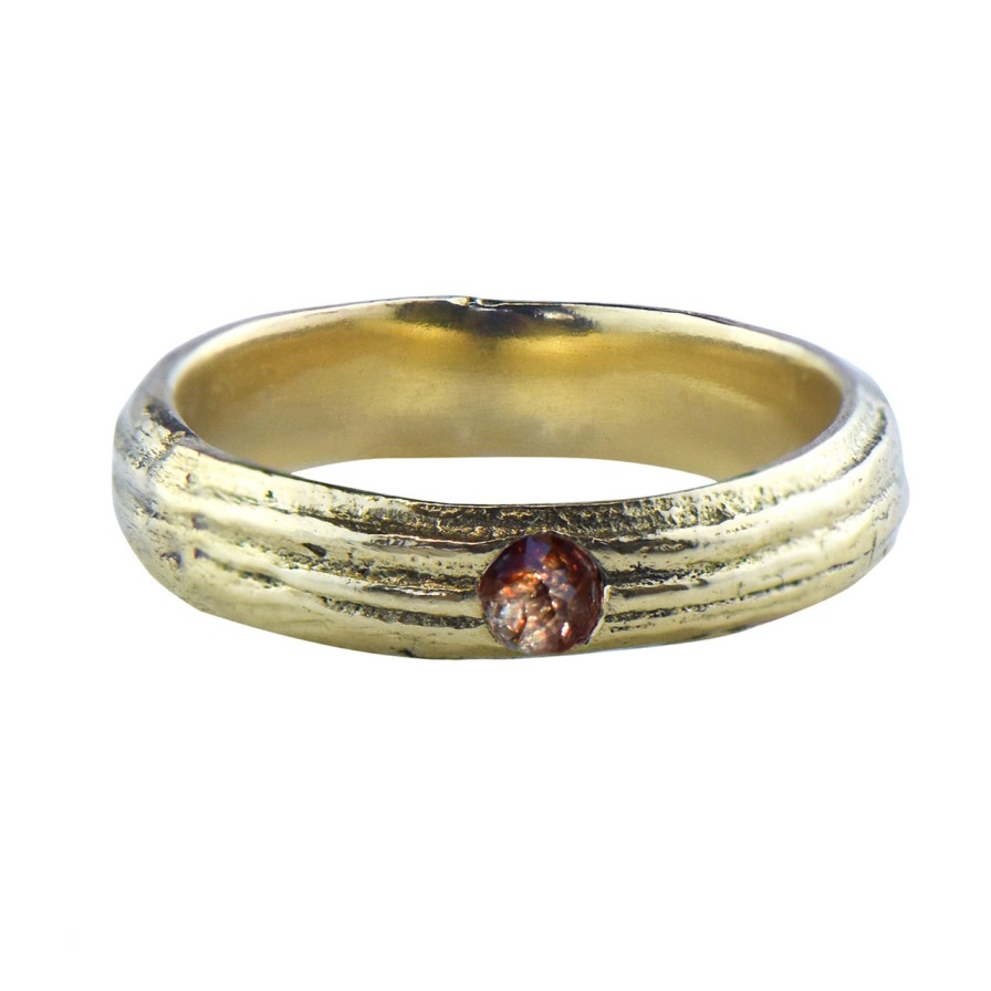 Rings Tomfoolery London | Gold & Orange Diamond Oak Band