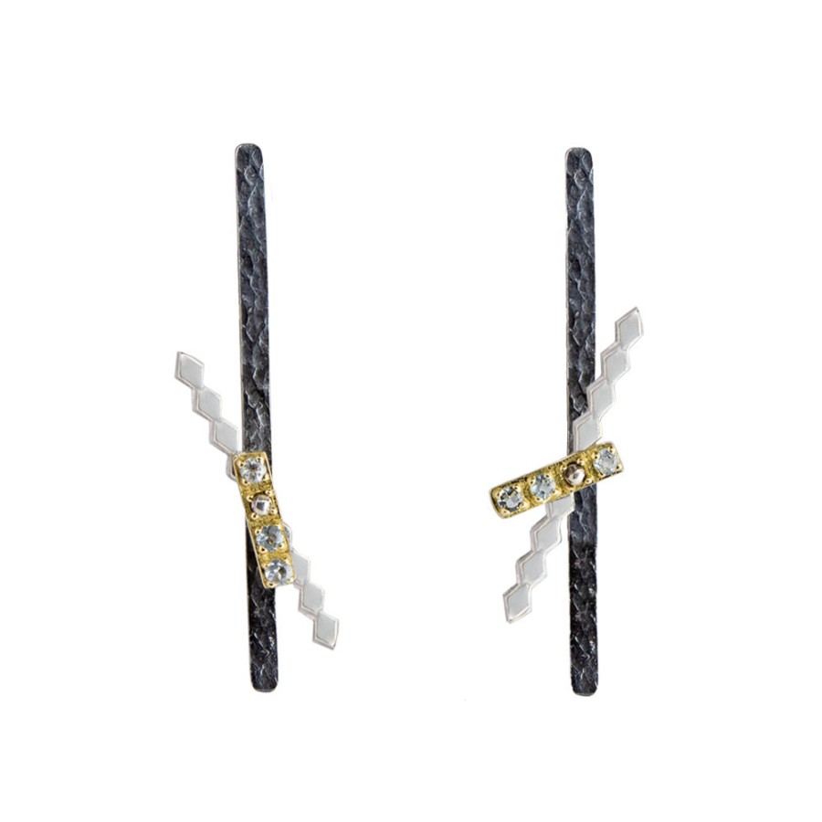 Earrings Tomfoolery London | Silver, Oxidised Silver, Gold & Diamond Earrings