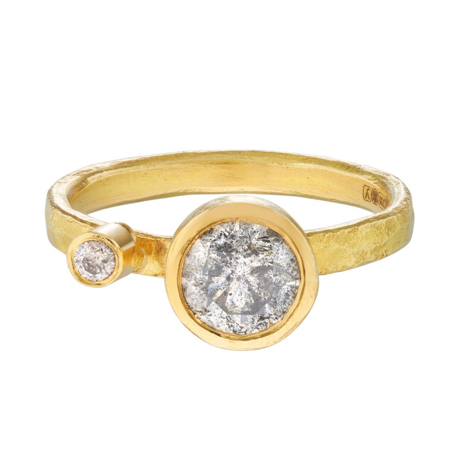 Rings Tomfoolery London | 18Ct Yellow Gold Ring With Salt & Pepper Diamonds