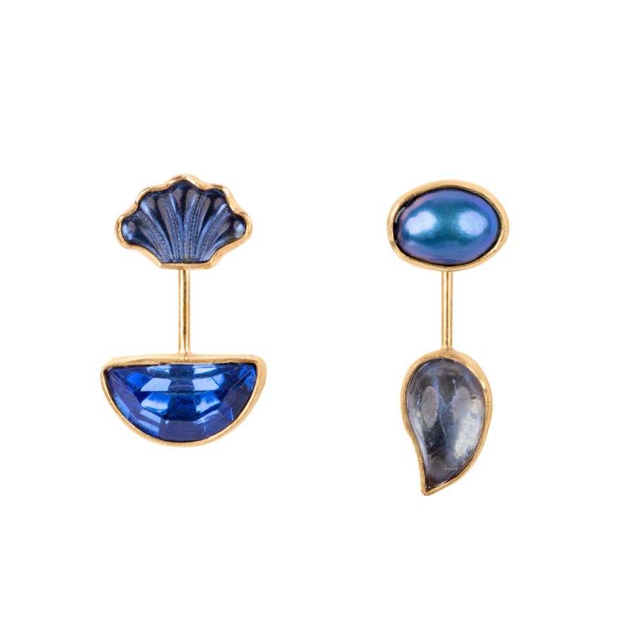 Earrings Tomfoolery London | Blue Detachable Drop Earrings