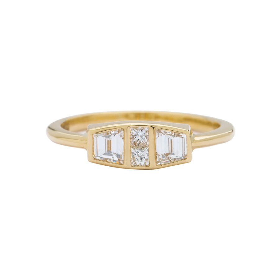 Rings Tomfoolery London | 18Ct Yellow Gold Diamond Trapezoid Maze Ring