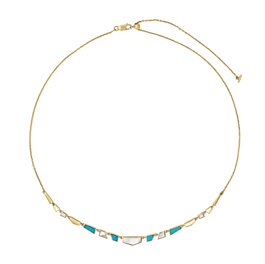 Necklaces Tomfoolery London | Turquoise & Mother Of Pearl Tesserae Necklace