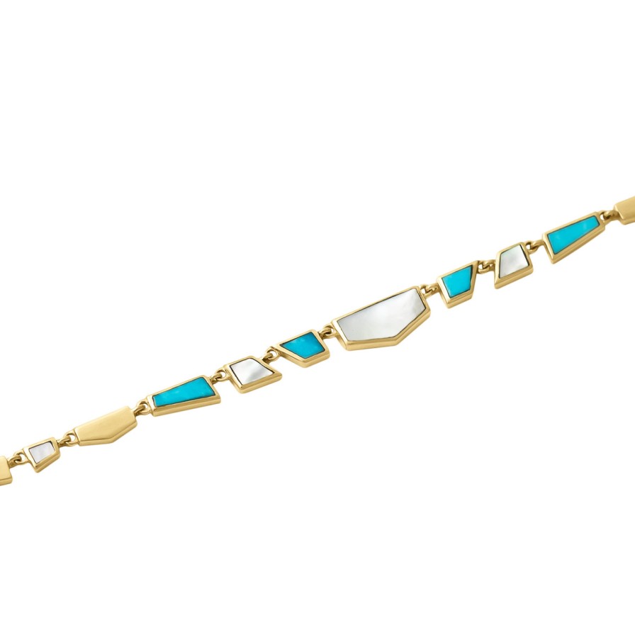 Necklaces Tomfoolery London | Turquoise & Mother Of Pearl Tesserae Necklace