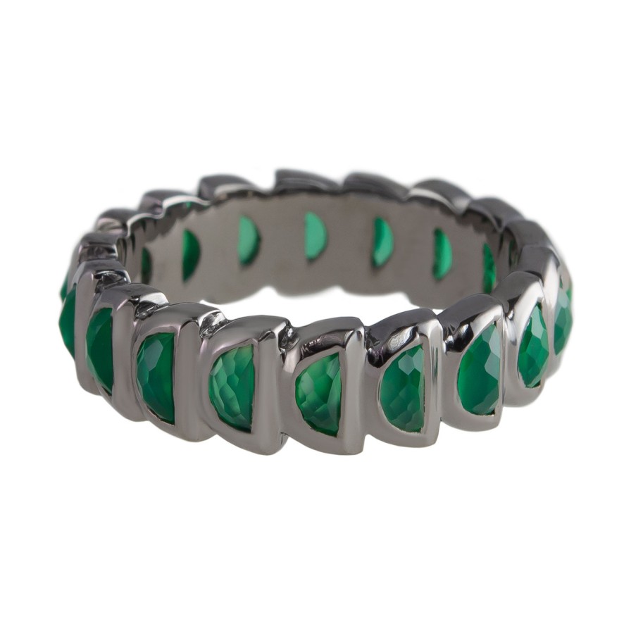 Rings Tomfoolery London | Green Onyx Worm Band Ring