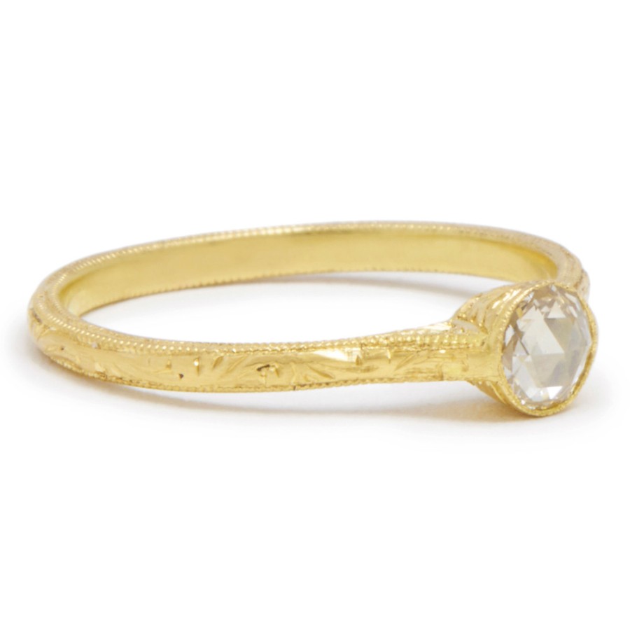 Rings Tomfoolery London | Petite Oval Rose Cut Diamond Gold Ring