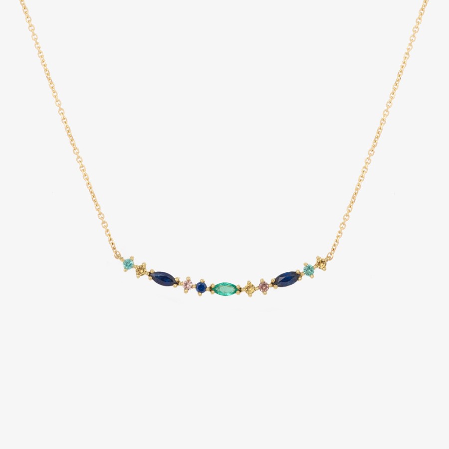 Necklaces Tomfoolery London | Gaia Sapphire & Emerald Necklace