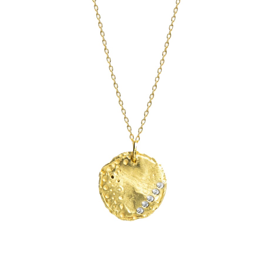 Necklaces Tomfoolery London | Gold Erizo White Diamond Pendant