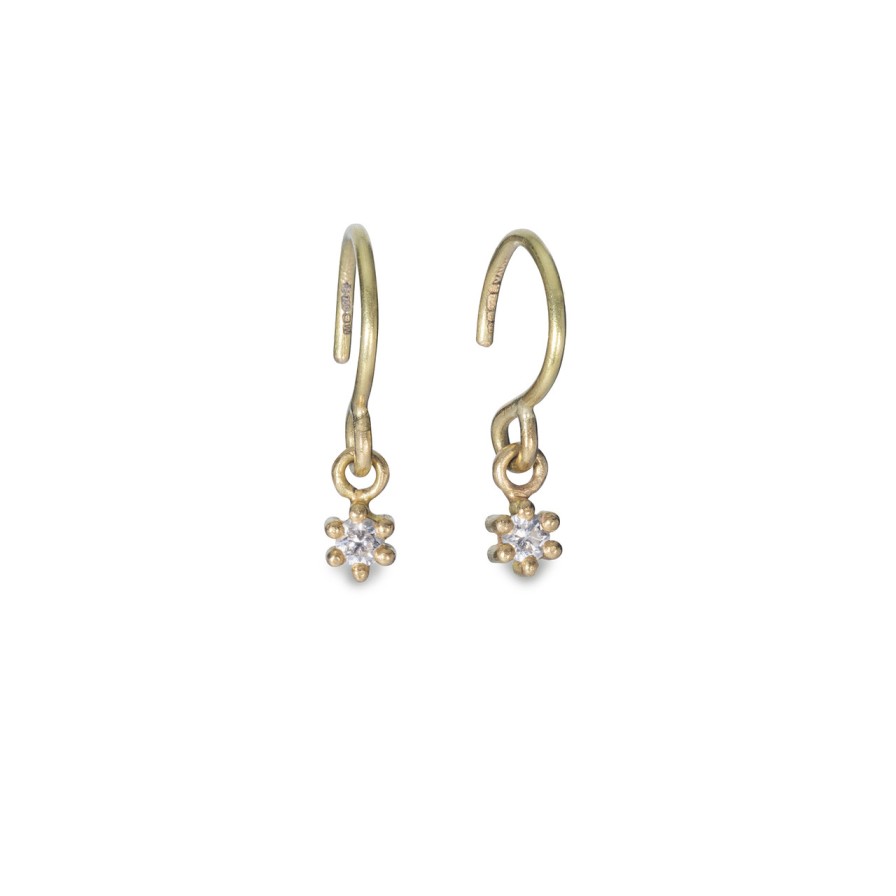 Earrings Tomfoolery London | Dew Drop Diamond Hook Earrings