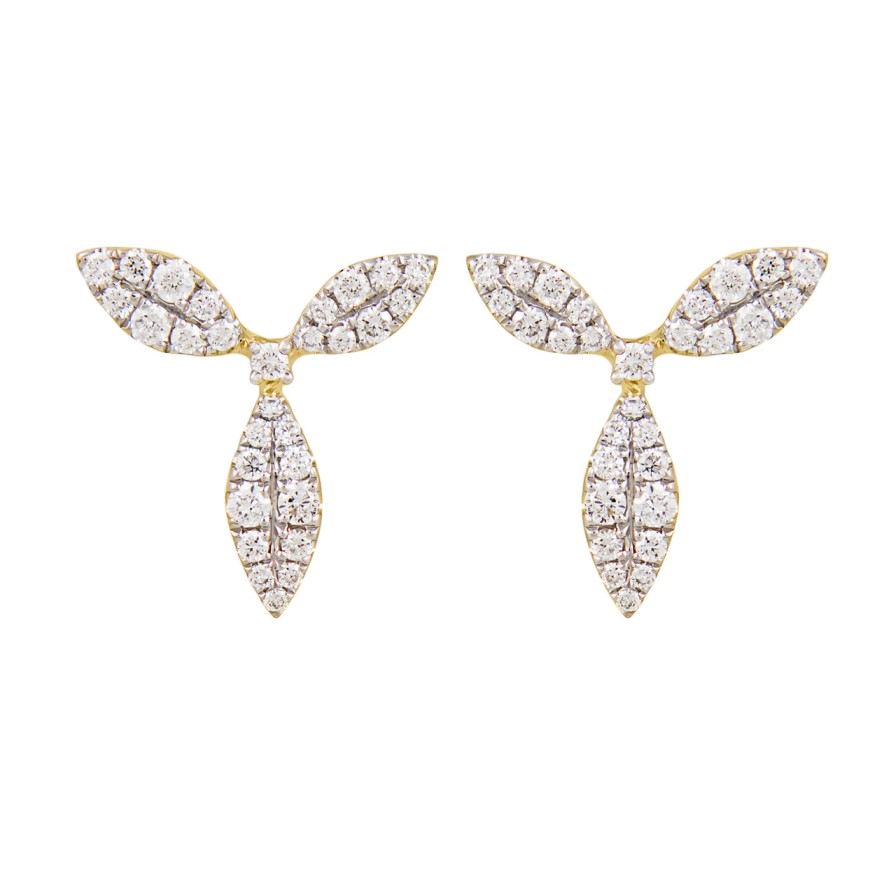 Earrings Tomfoolery London | 18Ct Yellow Gold & Diamond Honeysuckle Stud Earrings