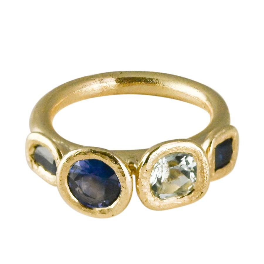 Rings Tomfoolery London | Asimmetrica 4 Stone Ring Blue