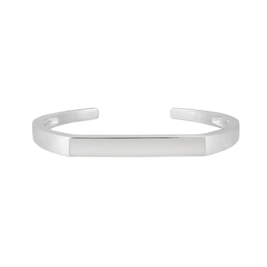 Bracelets Tomfoolery London | Silver Wide Flat Top Cuff