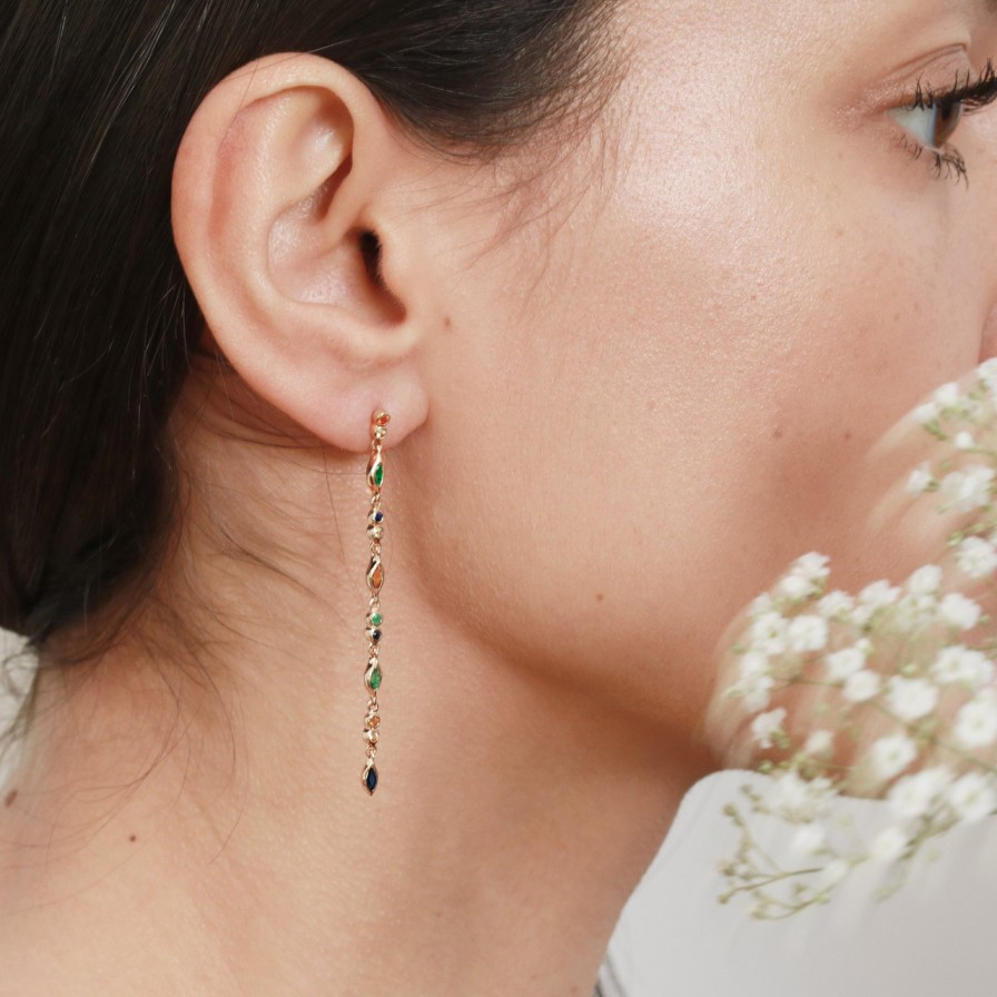 Earrings Tomfoolery London | Gaia Emerald & Sapphire Earrings