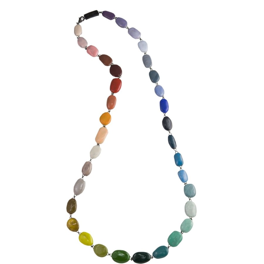 Necklaces Tomfoolery London | Long Rainbow Ceramic Necklace