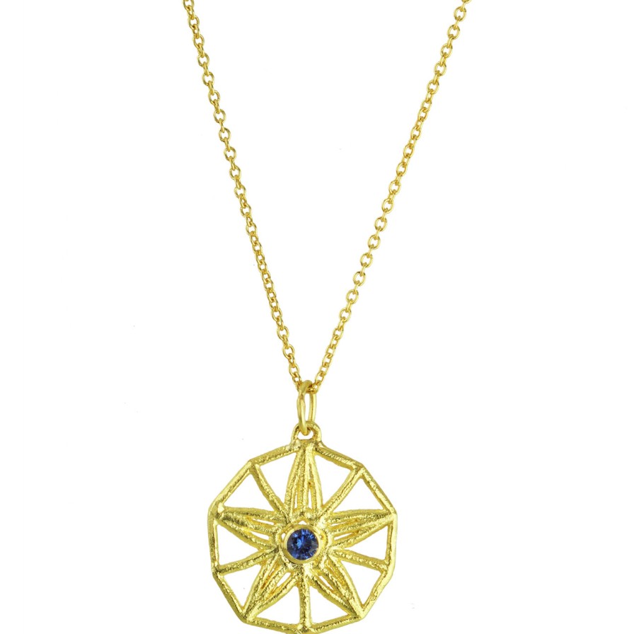 Necklaces Tomfoolery London | 18Ct Yellow Gold Sapphire Star Necklace