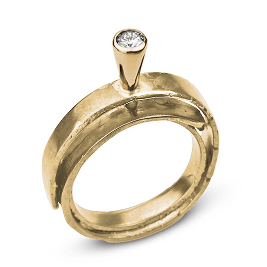 Rings Tomfoolery London | Solitario Ring 18Ct Yellow Gold & Diamonds