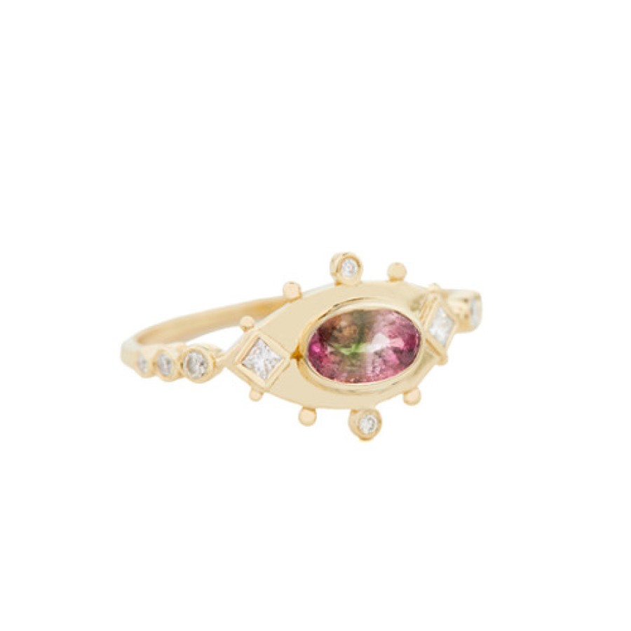 Rings Tomfoolery London | Light Pink Tourmaline & Diamonds Eye Ring