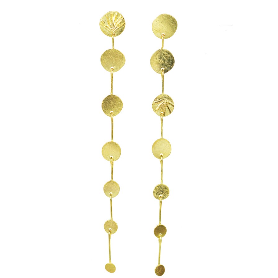 Earrings Tomfoolery London | 18Ct Yellow Gold Cascade Sunray Earrings