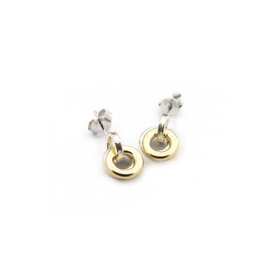 Earrings Tomfoolery London | Ripple Hoops Silver & Gold Studs