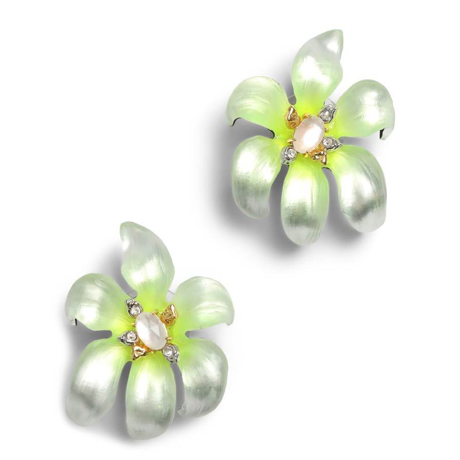 Earrings Tomfoolery London | Lily Lucite Flower Post Earring White