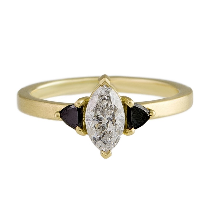 Rings Tomfoolery London | 18Ct Yellow Gold Marquise And Trillion Trio Ring