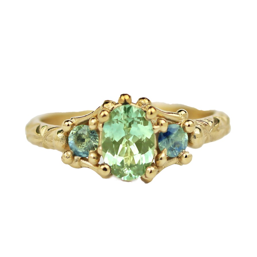 Rings Tomfoolery London | Green Sapphire Trio Ring