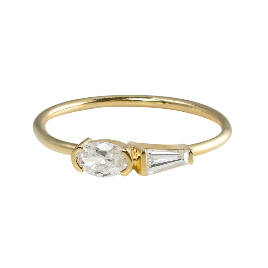 Rings Tomfoolery London | Ren Oval & Tapered Baguette Midi Diamond Ring