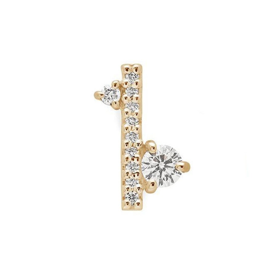 Earrings Tomfoolery London | Dusted Meridian 14Ct Yellow Gold Diamond Single Stud Earring