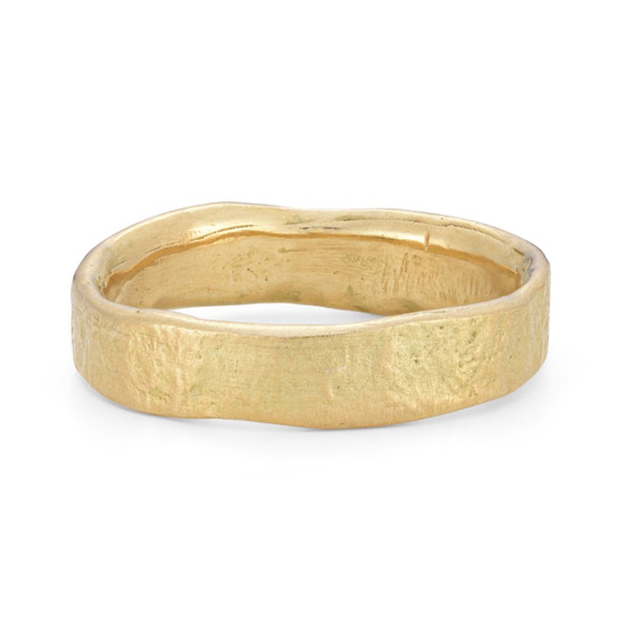 Rings Tomfoolery London | Stone Textured 18Ct Yellow Gold Wedding Band