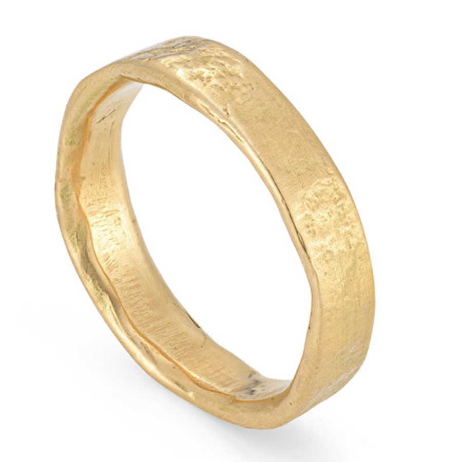 Rings Tomfoolery London | Stone Textured 18Ct Yellow Gold Wedding Band