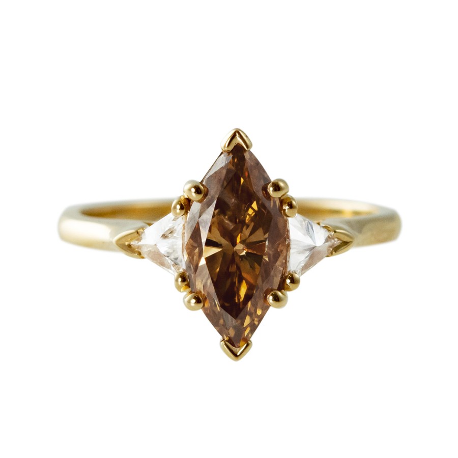 Rings Tomfoolery London | Tf Exclusive Cognac Marquise Diamond Bea Ring