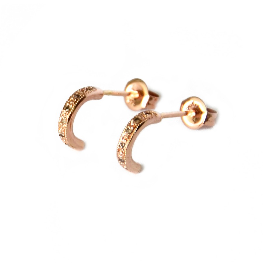 Earrings Tomfoolery London | Champagne Diamond & 9Ct Rose Gold Roma Ear Cuffs