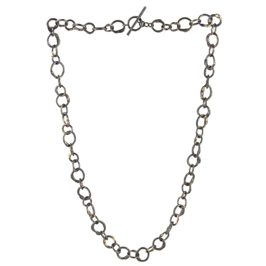 Necklaces Tomfoolery London | Oxidised Silver And 18Ct Gold Chain Necklace