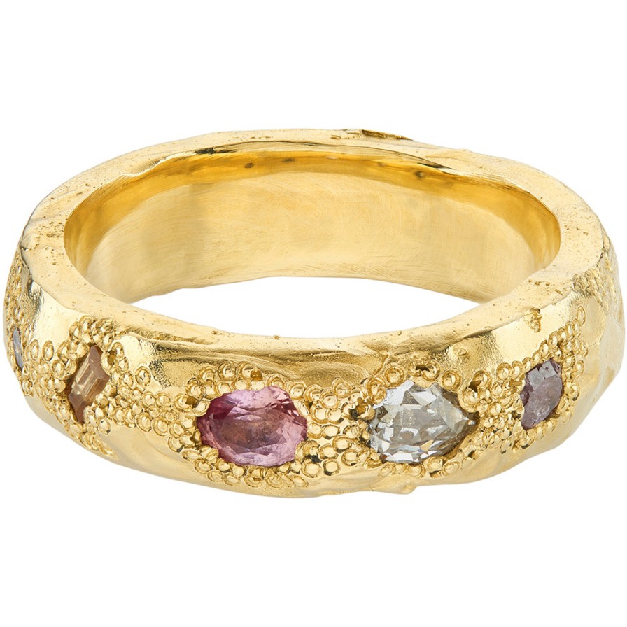 Rings Tomfoolery London | Tf Exclusive 6Mm Scatter Band With Diamonds & Sapphires