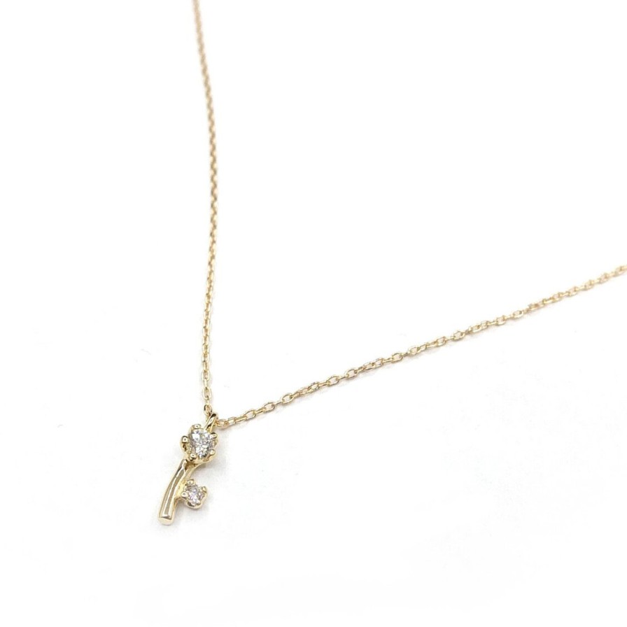 Necklaces Tomfoolery London | Stem Of Flower Necklace With White Diamond