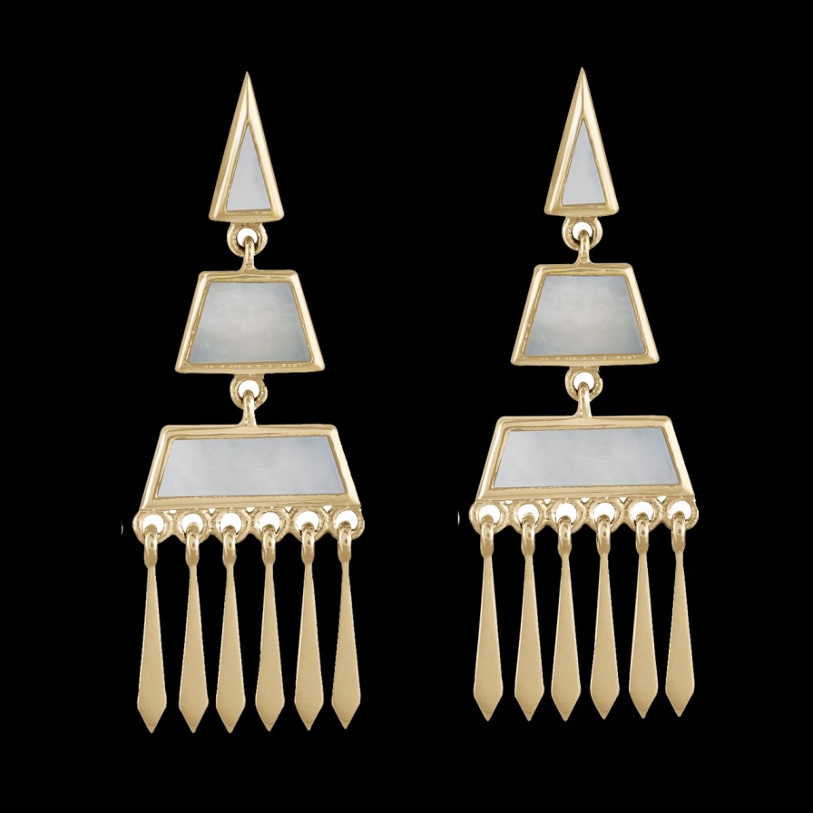 Earrings Tomfoolery London | Mother Of Pearl Tassel 0.6 Earrings