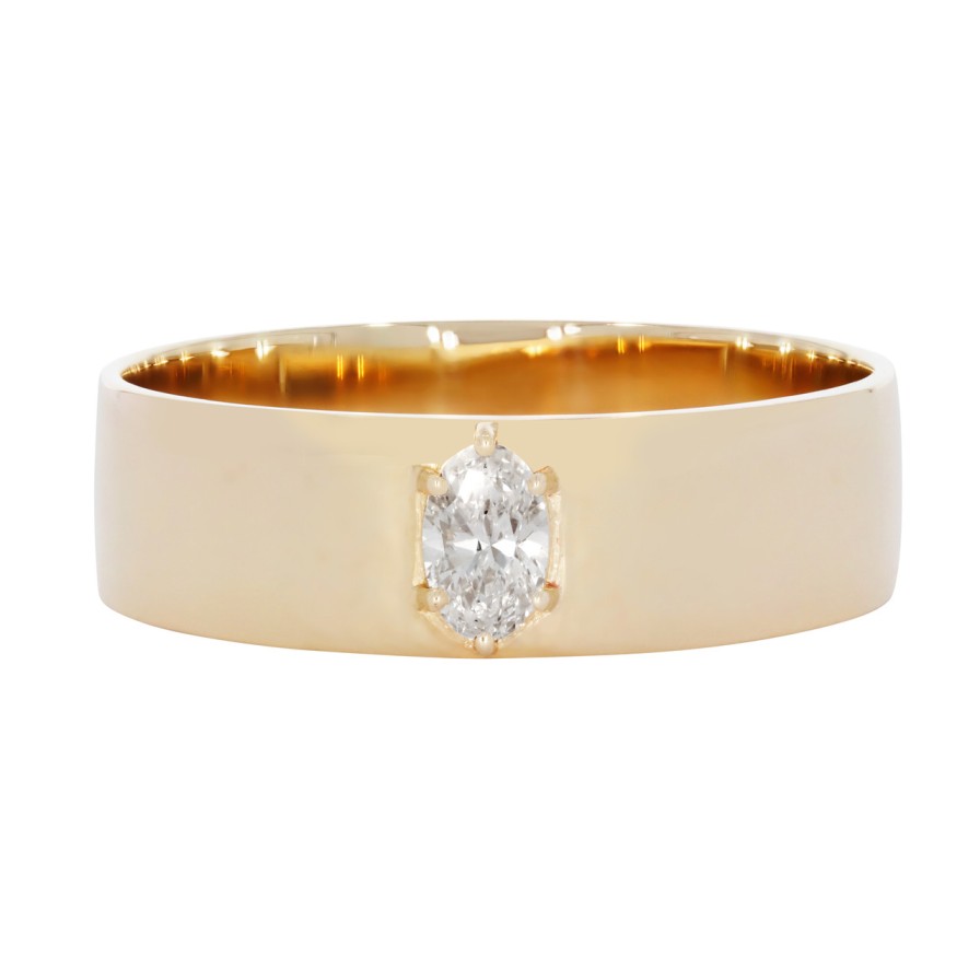 Rings Tomfoolery London | Oval Diamond Solitaire Wide Ring