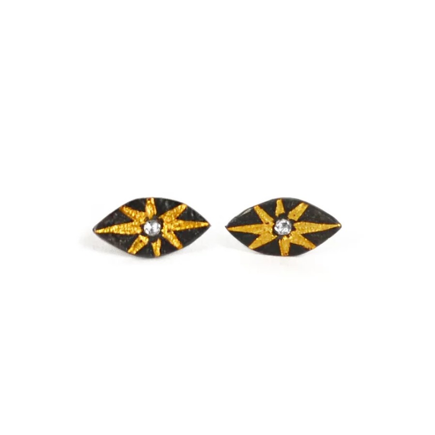 Earrings Tomfoolery London | Diamond Evil Eye Stud