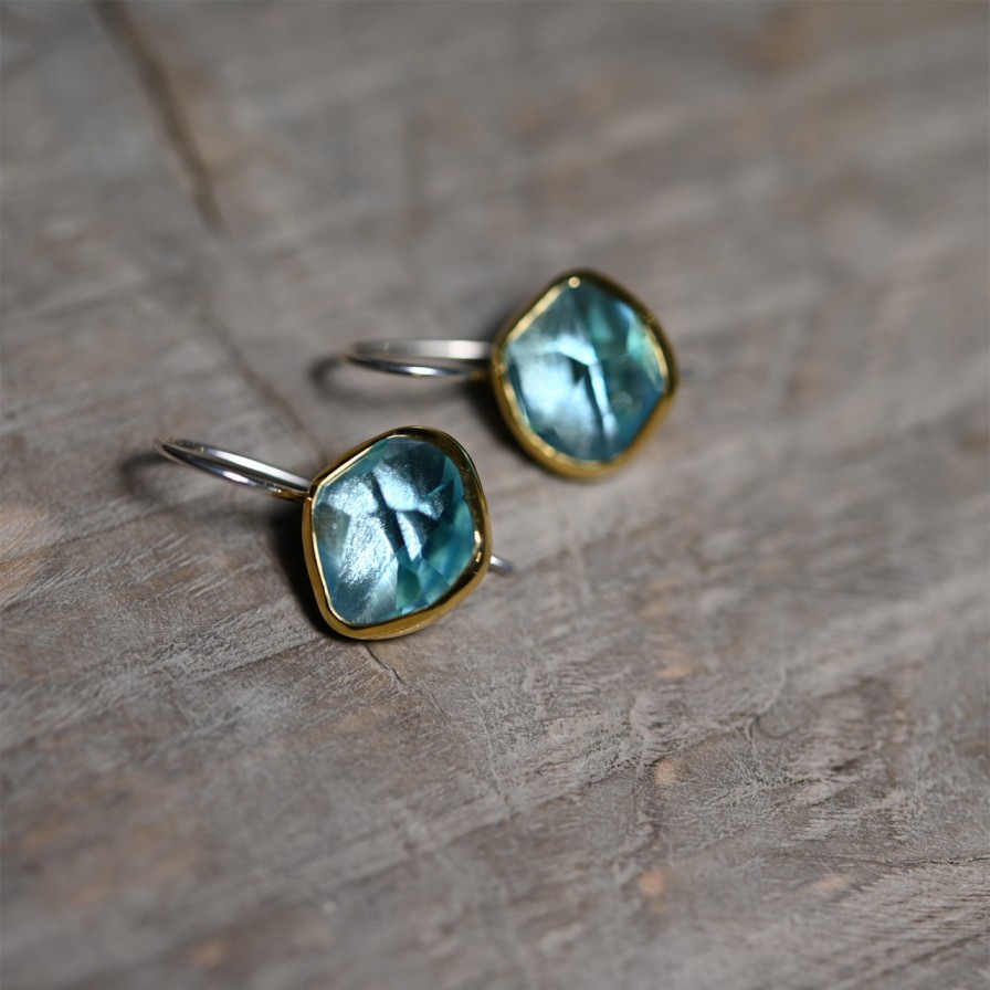 Earrings Tomfoolery London | Aquamarine Large Drop Earrings