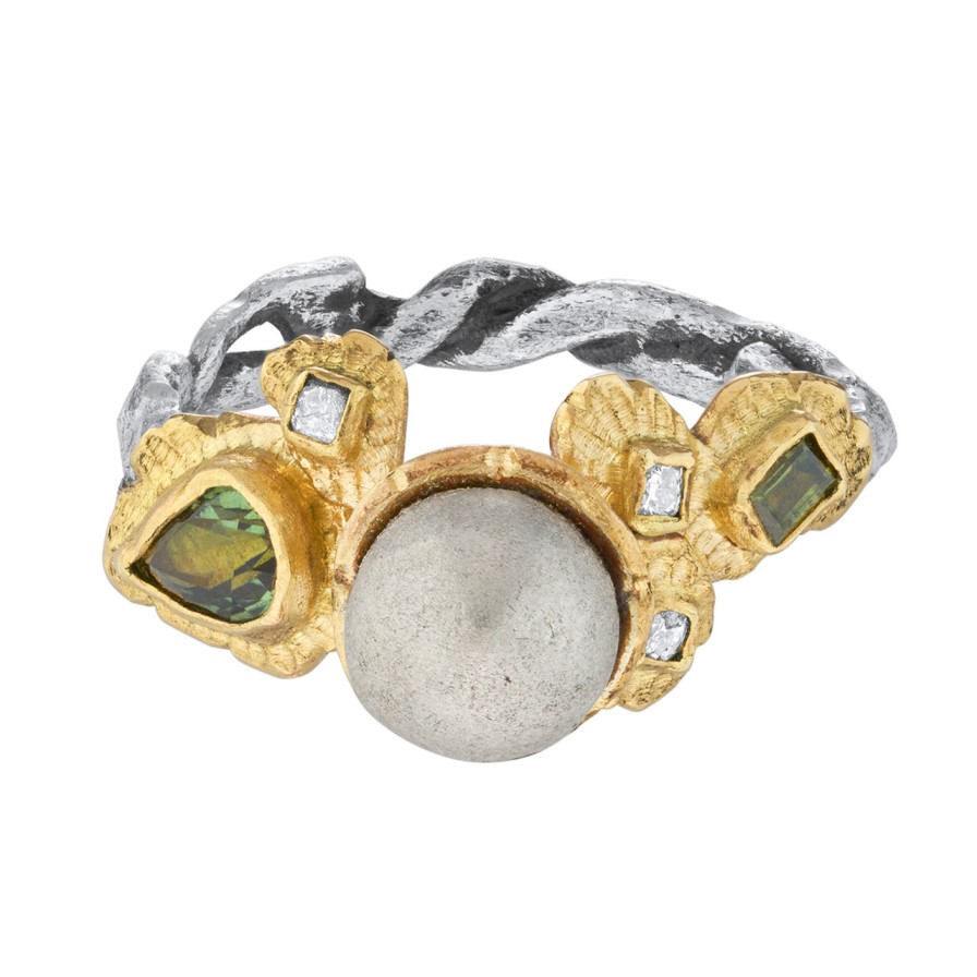 Rings Tomfoolery London | We Found Love In The Garden Ring In Silver & 14Ct Yellow Gold