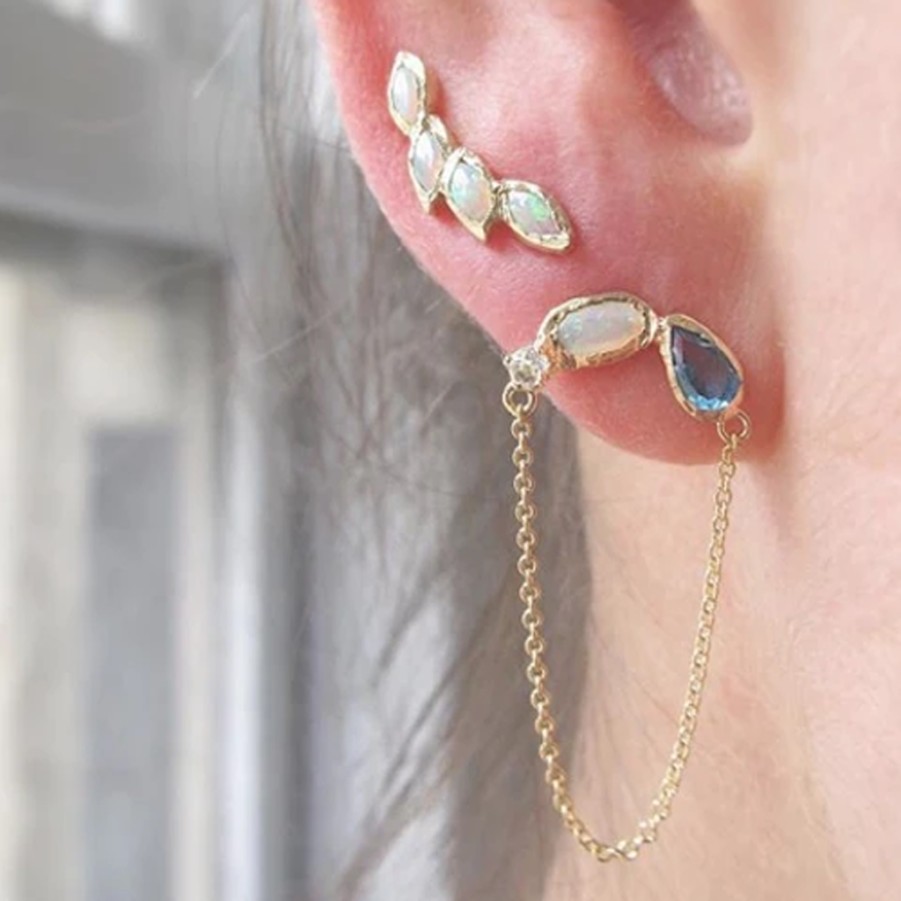 Earrings Tomfoolery London | Petal Opal Ear Crawler