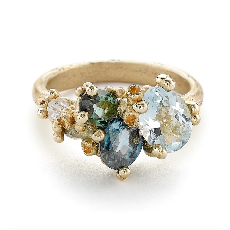 Rings Tomfoolery London | Aquamarine And Tourmaline Asymmetric Ring