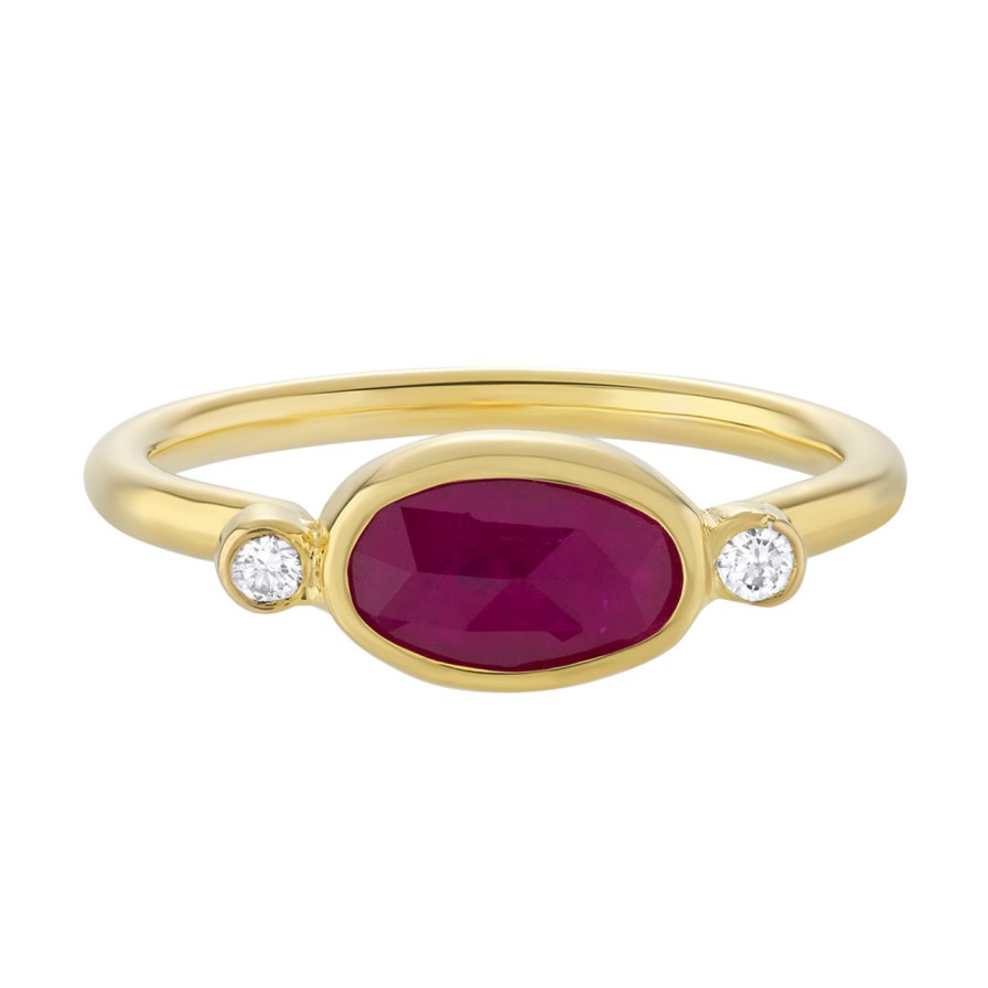 Rings Tomfoolery London | 18Ct Yellow Gold Ruby & Diamond Ring