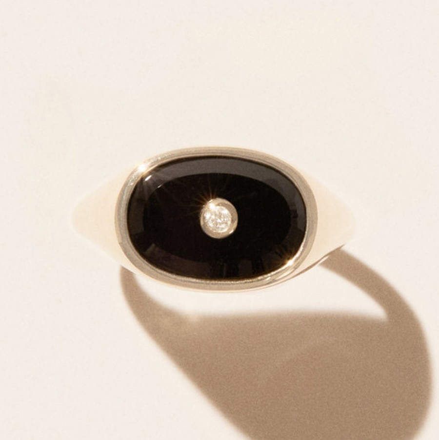 Rings Tomfoolery London | Orso Black Onyx & 9Ct Yellow Gold Signet Ring