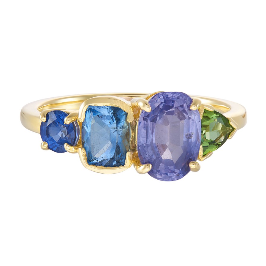 Rings Tomfoolery London | Quad Sapphire & Aquamarine Ring