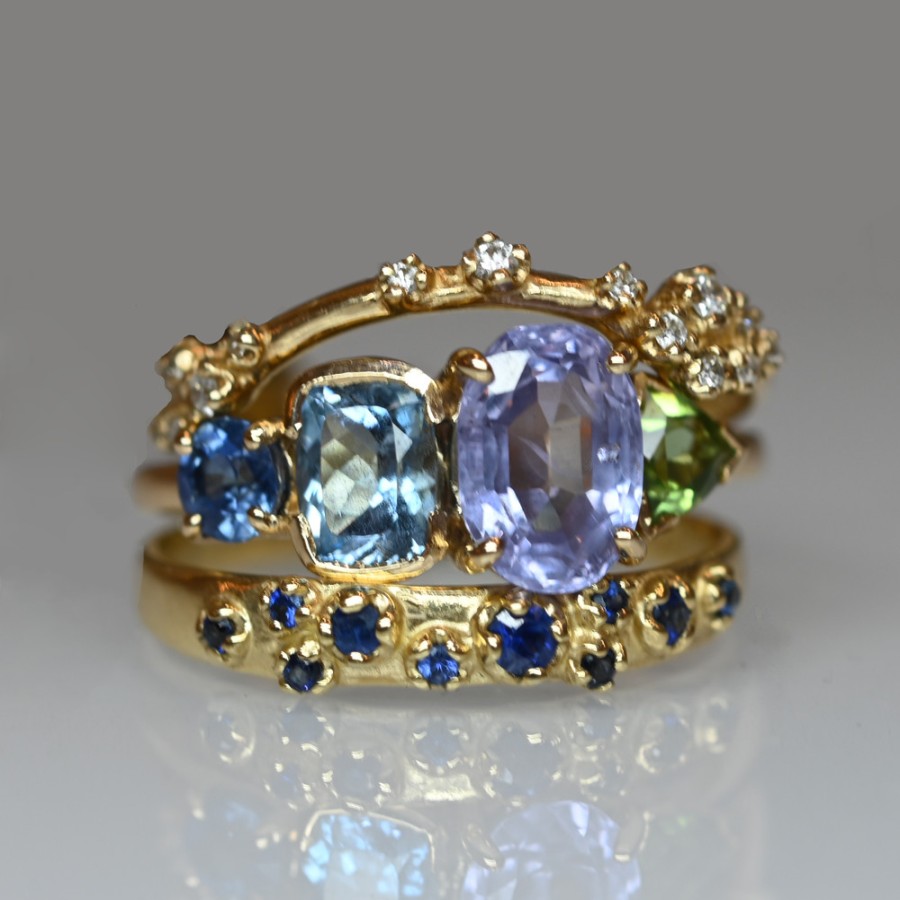 Rings Tomfoolery London | Quad Sapphire & Aquamarine Ring